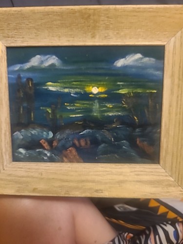 Painting sun down - sun, black