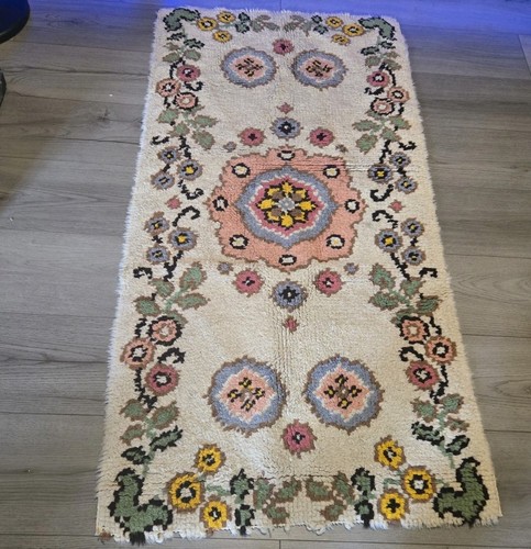 Vintage mcm rya rug brown - vintage,