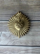 Gold sacred heart wall plaque - heart,
