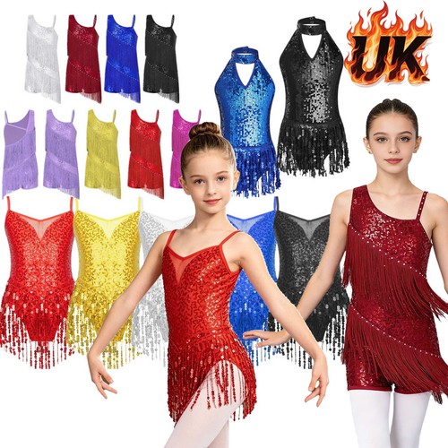 Girls tassel latin dance dress - latin,