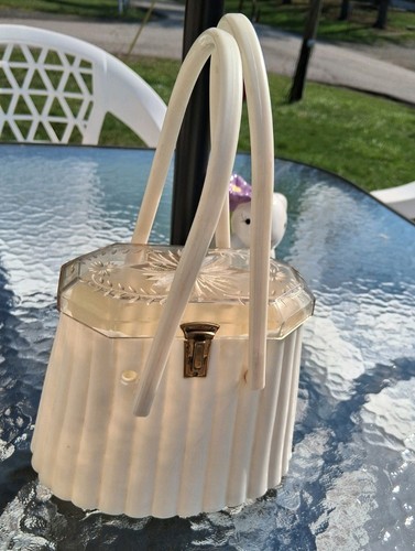 Vintage ivory lucite - lucite, handbag
