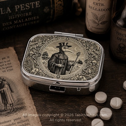 Plague doctor pill box mirror - plague,