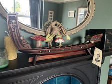 Vintage Maori Tiki Carved Waka Warship Canoe New Zealand, Approx 20” Long