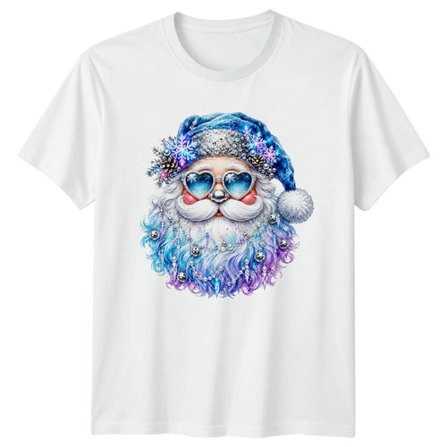 Sparkly blue santa face - sparkly,