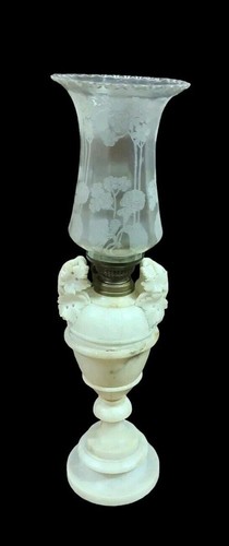 Antique alabaster oil lamp - antique,
