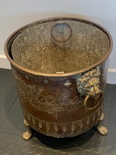 Brass Coal Bucket with Lions