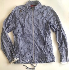 Men’s Luke 1977 Navy Blue White Gingham Harrington Shirt Jacket Shacket XL Check