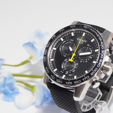 TISSOT Super Sport Chronograph T125617A Quartz Watch 44mm Steel Black