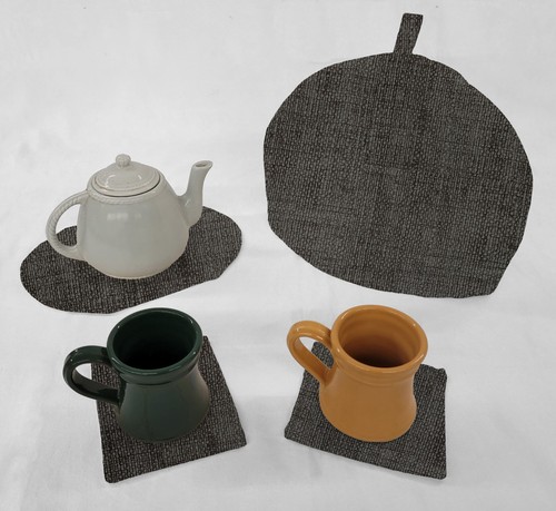 Faux burlap tea pot - burlap,
