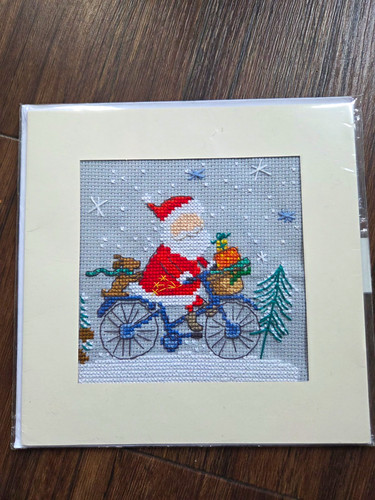 Framed cross stitch santa - cross,