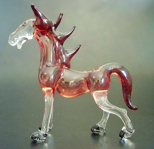 Miniature glass horse figurine - horse,