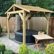 Wooden Gazebo 2.4m x 2.4m Chunky Solid Timber Garden Gazebo Kit Hot Tub Shelter