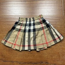 Burberry Pleated Skirt Girls 6M Beige Nova Check House Tartan Luxury Designer