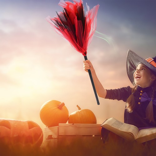 Halloween witch broom - witch,