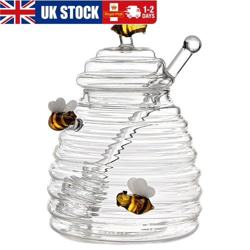 Transparent honey jar with - jar,