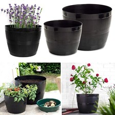 Black barrel planter round - barrel,