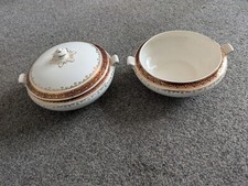 2 x Arklow Ireland Tureens, One Lid, Gold Gilt