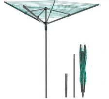 Washing Line Airer 4-Arm Outdoor Clothes Dryer with Ground Spike