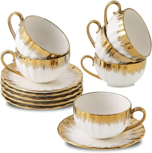 12pc gold trim cappuccino - 12pc,