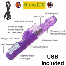 Vibrating Powerful 36 Speed Rampant Rabbit Rotating Vibrator Dildo Sex Toy USB