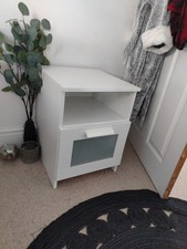 IKEA BRIMNES Bedside Table White Drawer and Shelf x2