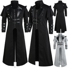 Medieval Steampunk Assassin Pirate Gothic Jacket Long Coat Men Halloween