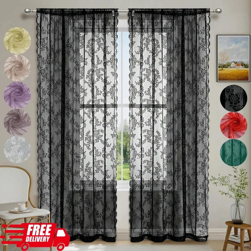Lace sheer curtain - sheer,