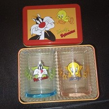 Mister Donut Sylvester & Tweety Looney Tunes Glass And Tin Set Japan Import