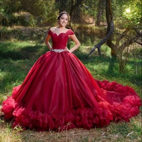 Red quinceanera dresses - red,