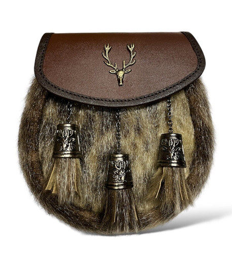 Men stag head badge scottish - stag,