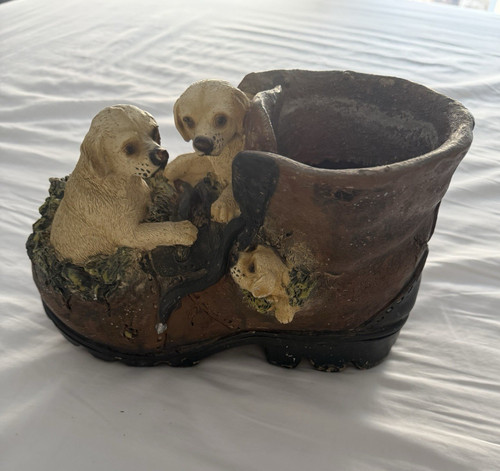 Novelty brown resin boot - boot, plant
