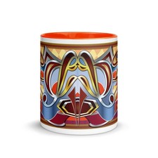 FAIRGROUND Artwork Mug Orange Funfair Ride Waltzer Skid Roundabout Nouveau Deco