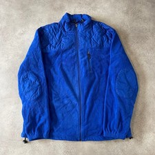 Chaps Fleece Mens XL Full Zip Quilted Jacket, Royal Blue