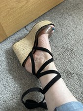 Womens Espadrille Wedge Sandals Strappy Hessian Wedges Ankle Wrap Tie Leg Straps