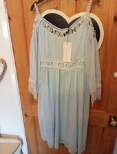 Light Blue Dress Frayed Style Medium, Brand New With Tags
