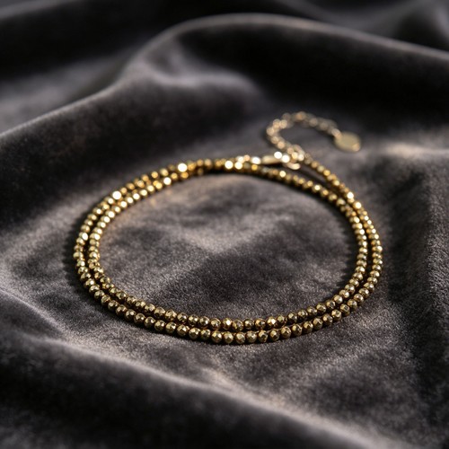 Pyrite tiny 2mm - pyrite, beaded