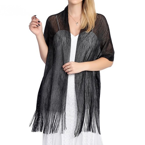 Silk shawl scarf gold silver - scarf,