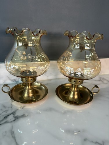 Pair large vintage glass - of,