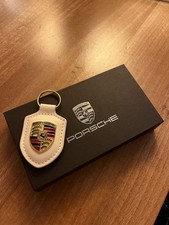 Porsche Leather Keyring/Keychain (White) - Perfect For Your Collection