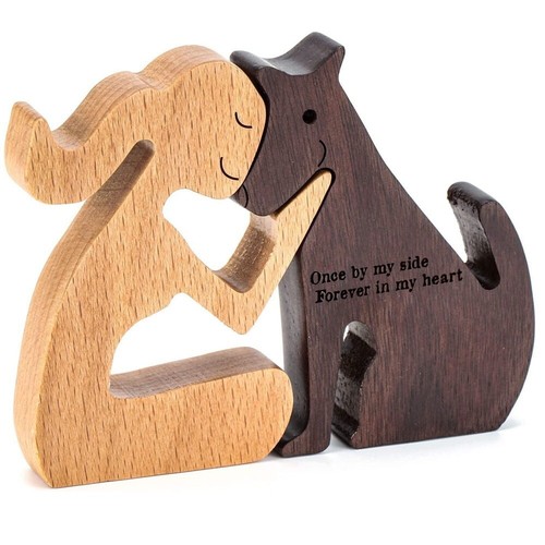 Wooden man and dog - wooden,