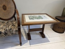 Antique Panel Fire Screen Oak Tilt Top Table Watercolour Park Hill FREE Postage 