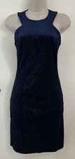 Top Shop dress size 8 navy blue burnout pattern soft fabric fitted short 