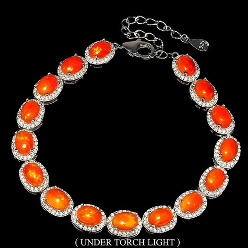 Silver bracelet fire opal - silver,