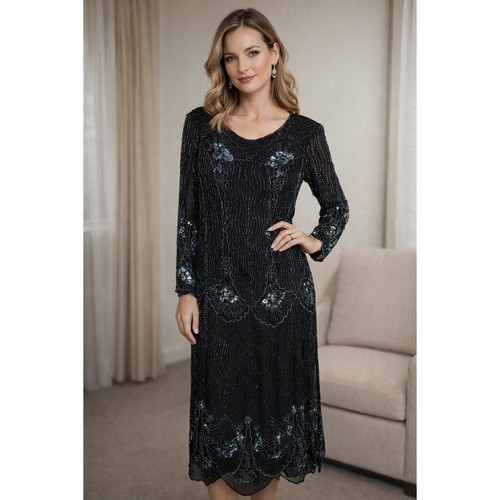 Vintage 80s black beaded - black,