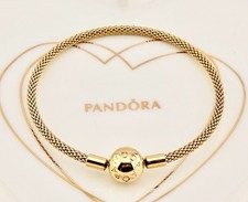 New 100% Genuine Pandora Yellow Shine Gold Moments Mesh Bracelet 566543-19cm