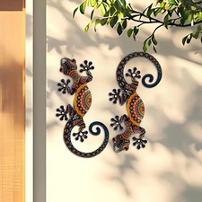 2 Pieces Metal Gecko Wall