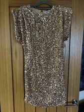Allyson Gold Sequin Velvet Fitted Mini Dress Size 8 10 BNWT £50 Party Sold Out