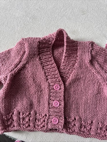 Hand knitted baby cardigan - knitted, v