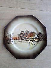 1920s Newport Pottery Countryside Burslem ENGLAND octagonal windmill plate