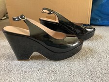 Vanilla Moon Black Patent Platform Sling Back Shoe Size 7 Worn Once